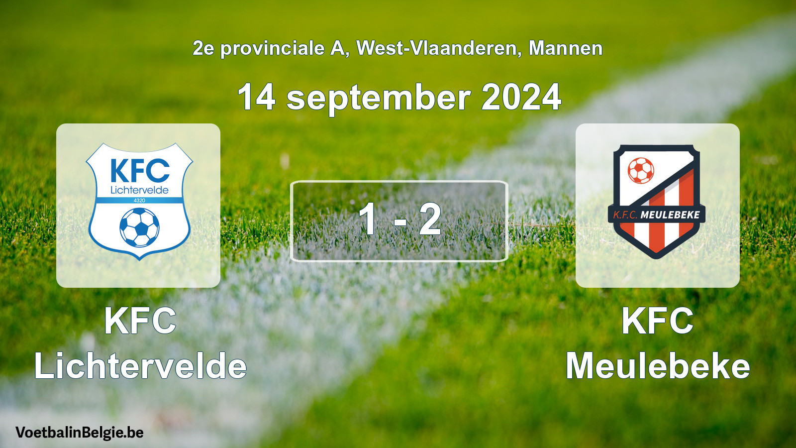Gespeelde wedstrijd mannenvoetbal: KFC Lichtervelde - KFC Meulebeke 1 - 2 (14 september 2024)