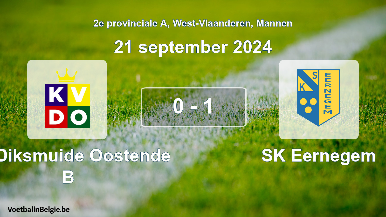 Played match men football: KV Diksmuide Oostende B - SK Eernegem 0 - 1 (21 September 2024)