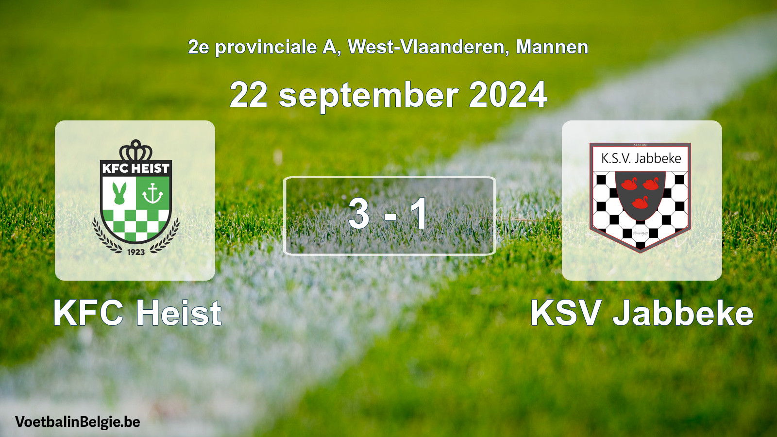 Played match men football: KFC Heist - KSV Jabbeke 3 - 1 (22 September 2024)