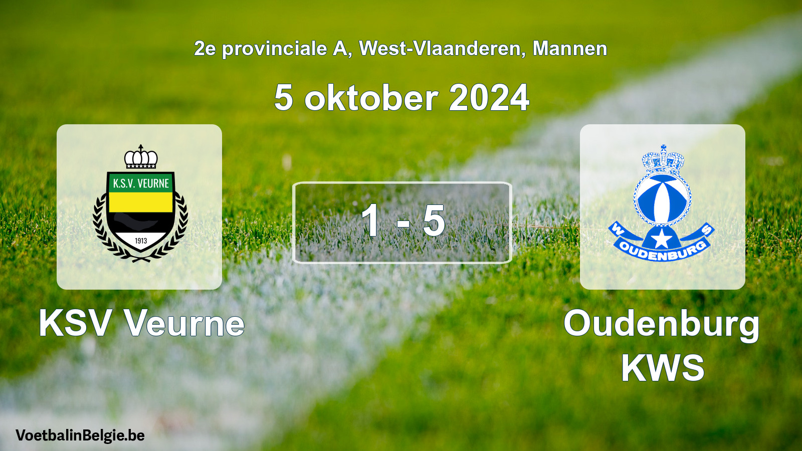 Gespeelde wedstrijd mannenvoetbal: KSV Veurne - Oudenburg KWS 1 - 5 (5 oktober 2024)