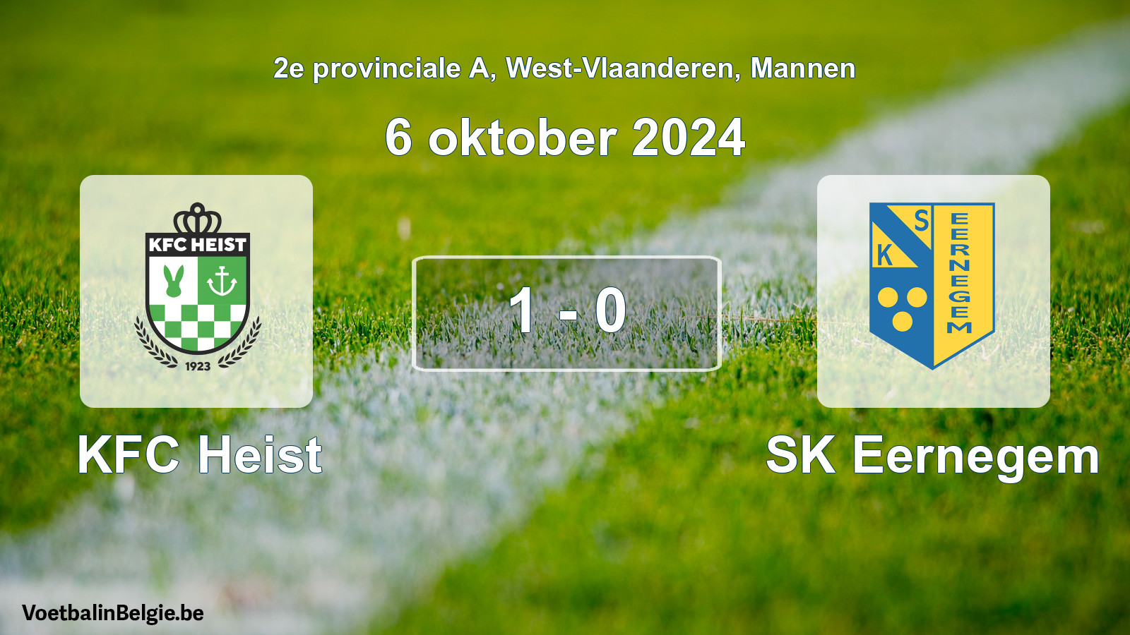 Gespeelde wedstrijd mannenvoetbal: KFC Heist - SK Eernegem 1 - 0 (6 oktober 2024)
