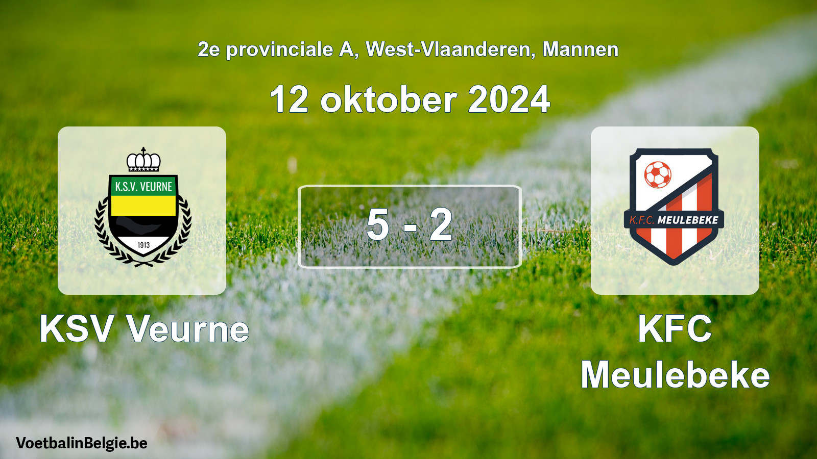 Gespeelde wedstrijd mannenvoetbal: KSV Veurne - KFC Meulebeke 5 - 2 (12 oktober 2024)