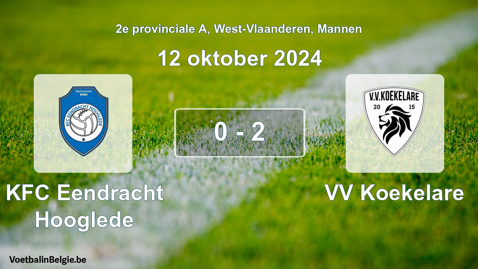 Gespeelde wedstrijd mannenvoetbal: KFC Eendracht Hooglede - VV Koekelare 0 - 2 (12 oktober 2024)