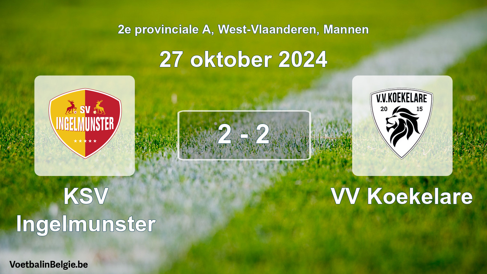 Gespeelde wedstrijd mannenvoetbal: KSV Ingelmunster - VV Koekelare 2 - 2 (27 oktober 2024)