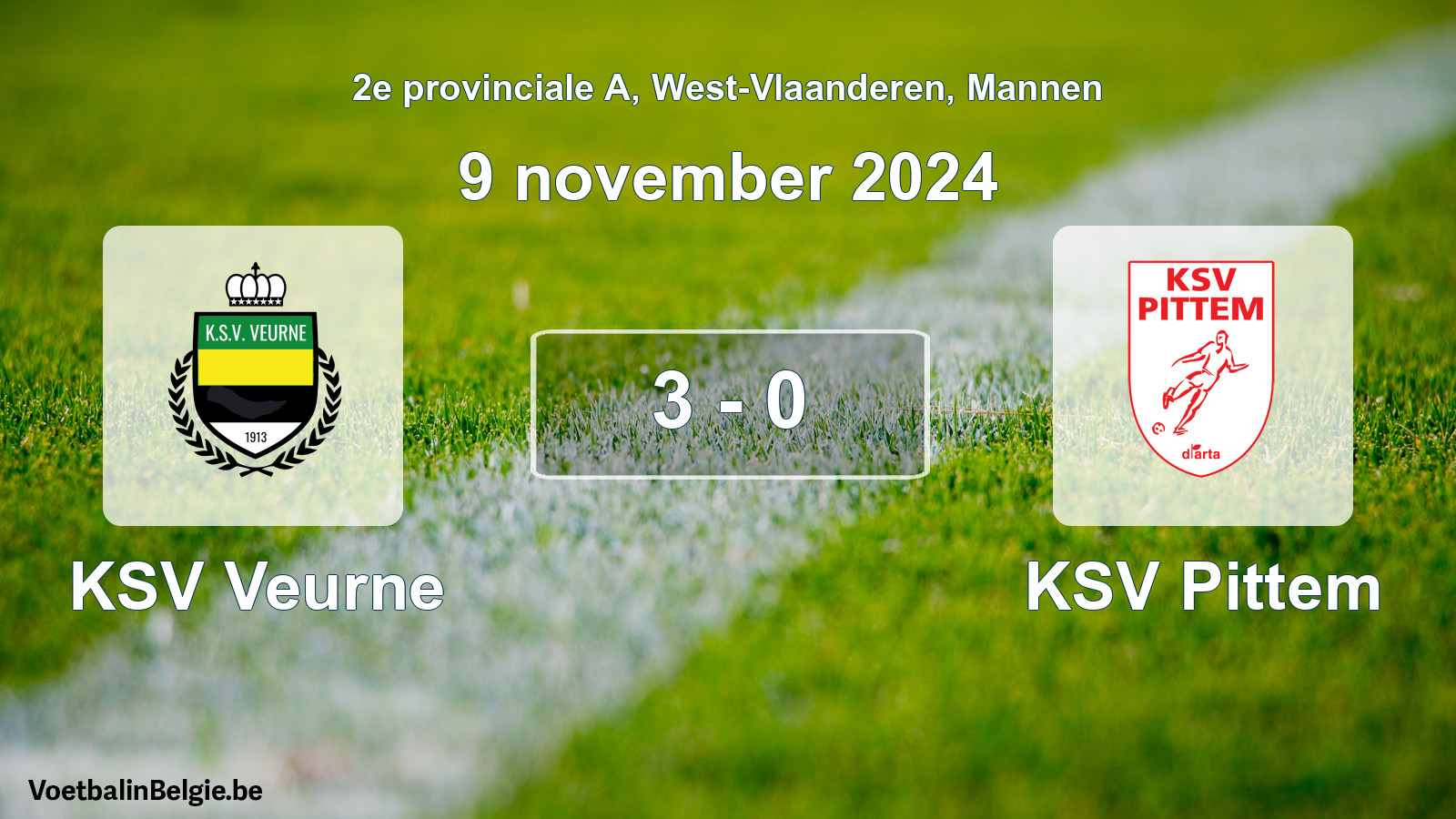 Gespeelde wedstrijd mannenvoetbal: KSV Veurne - KSV Pittem 3 - 0 (9 november 2024)