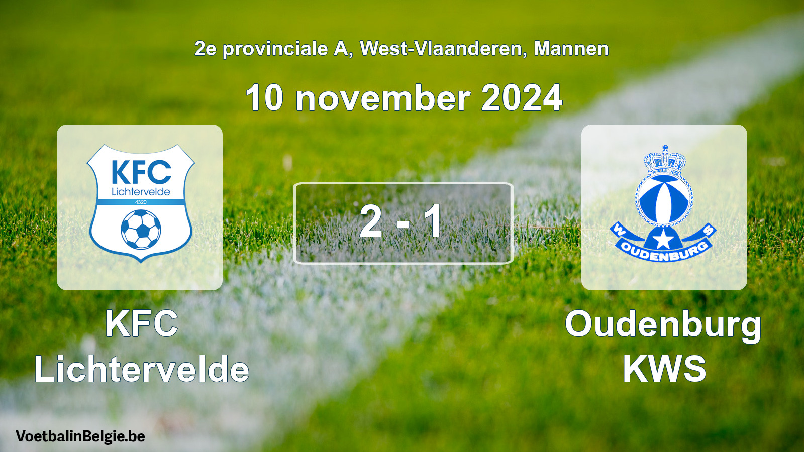 Gespeelde wedstrijd mannenvoetbal: KFC Lichtervelde - Oudenburg KWS 2 - 1 (10 november 2024)