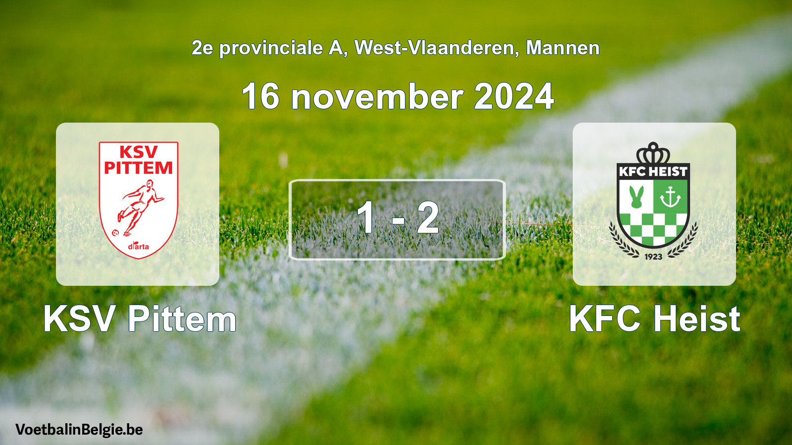 Gespeelde wedstrijd mannenvoetbal: KSV Pittem - KFC Heist 1 - 2 (16 november 2024)
