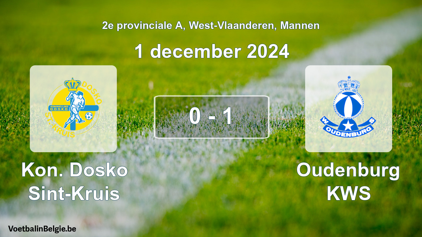 Gespeelde wedstrijd mannenvoetbal: Kon. Dosko Sint-Kruis - Oudenburg KWS 0 - 1 (1 december 2024)