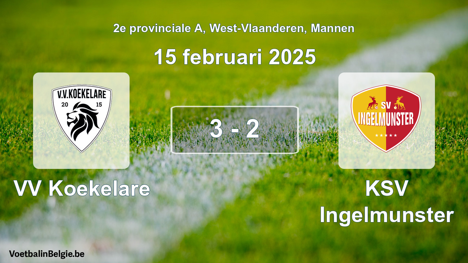 Gespeelde wedstrijd mannenvoetbal: VV Koekelare - KSV Ingelmunster 3 - 2 (15 februari 2025)