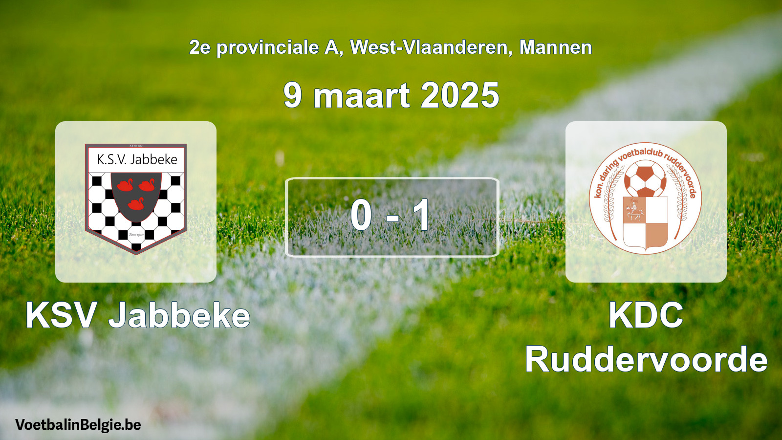 Played match men football: KSV Jabbeke - KDC Ruddervoorde 0 - 1 (9 March 2025)