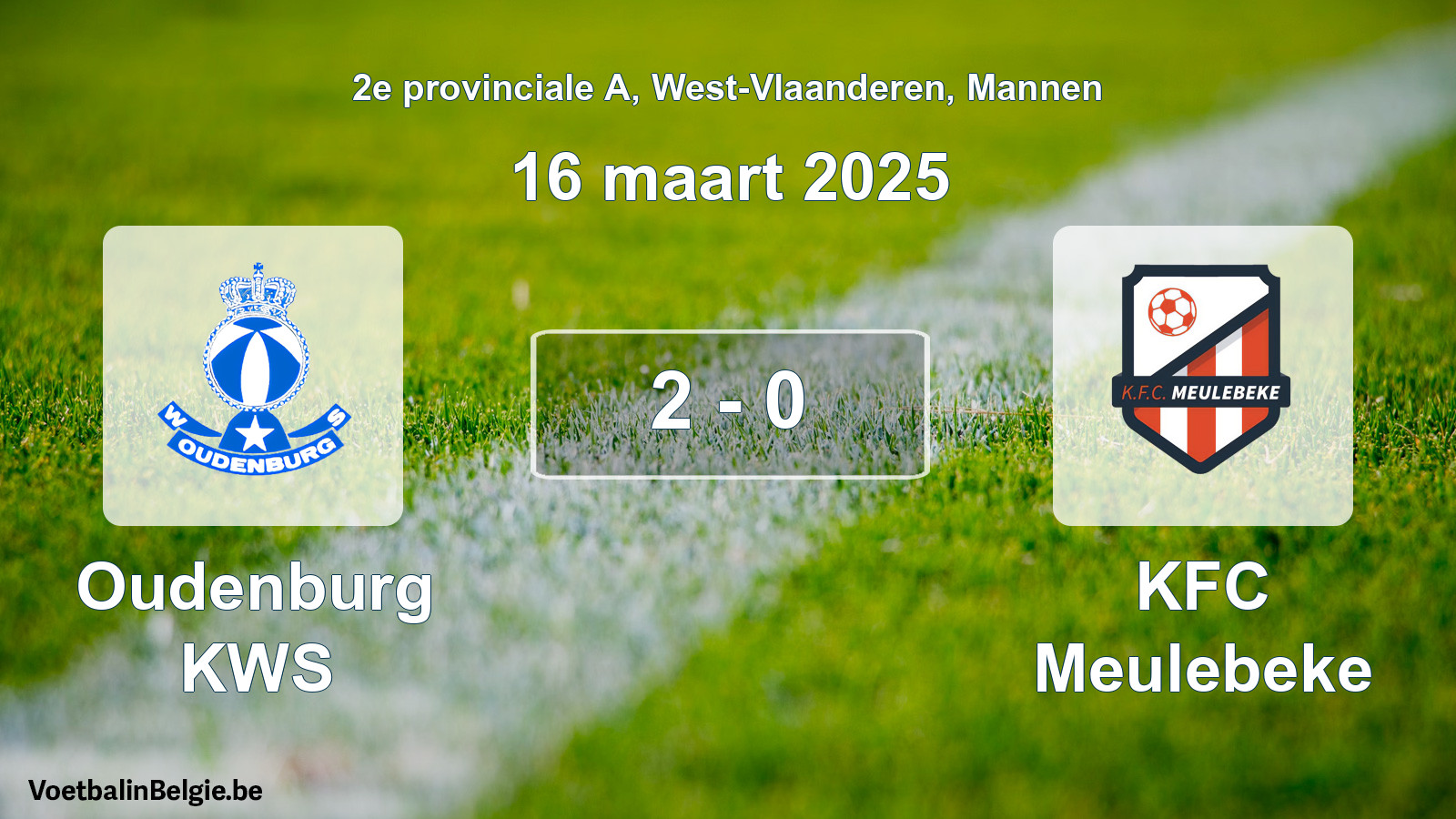 Gespeelde wedstrijd mannenvoetbal: Oudenburg KWS - KFC Meulebeke 2 - 0 (16 maart 2025)