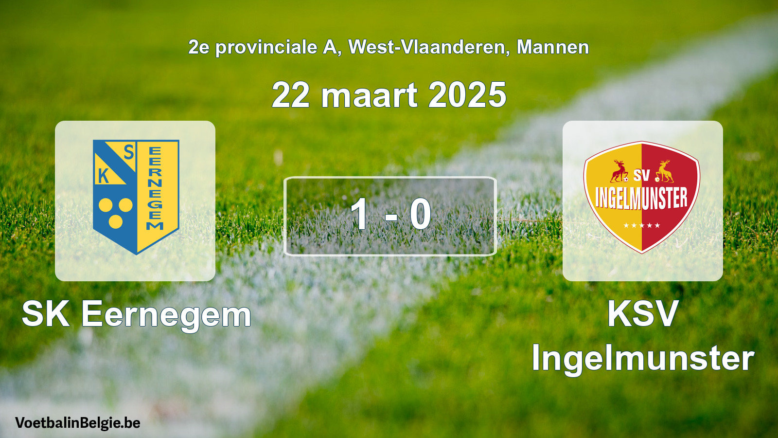 Gespieltes Spiel männer-Fußball: SK Eernegem - KSV Ingelmunster 1 - 0 (22 März 2025)