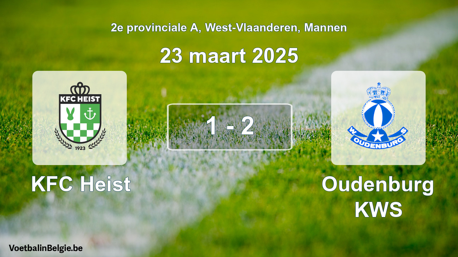Gespeelde wedstrijd mannenvoetbal: KFC Heist - Oudenburg KWS 1 - 2 (23 maart 2025)