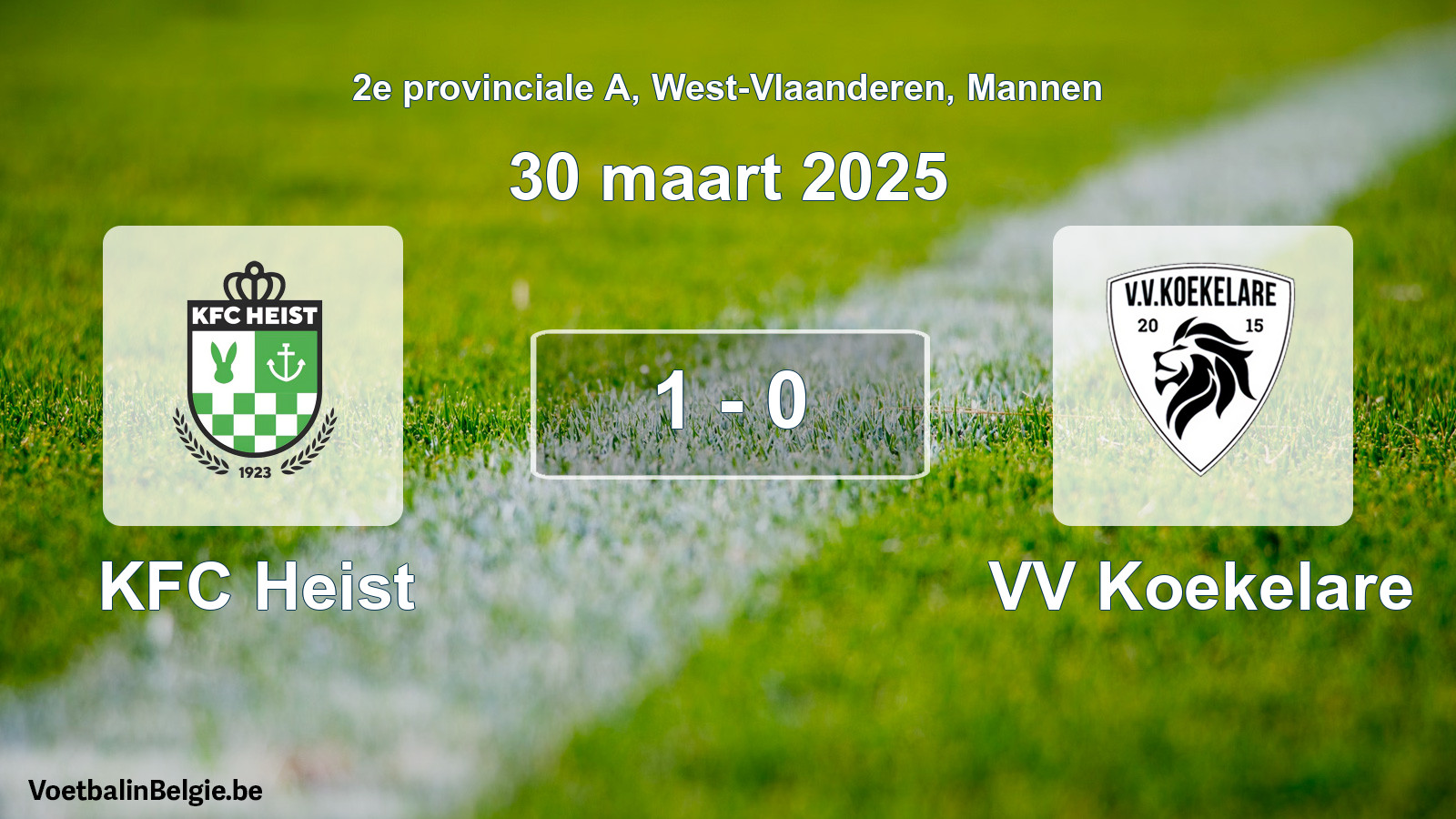 Gespeelde wedstrijd mannenvoetbal: KFC Heist - VV Koekelare 1 - 0 (30 maart 2025)
