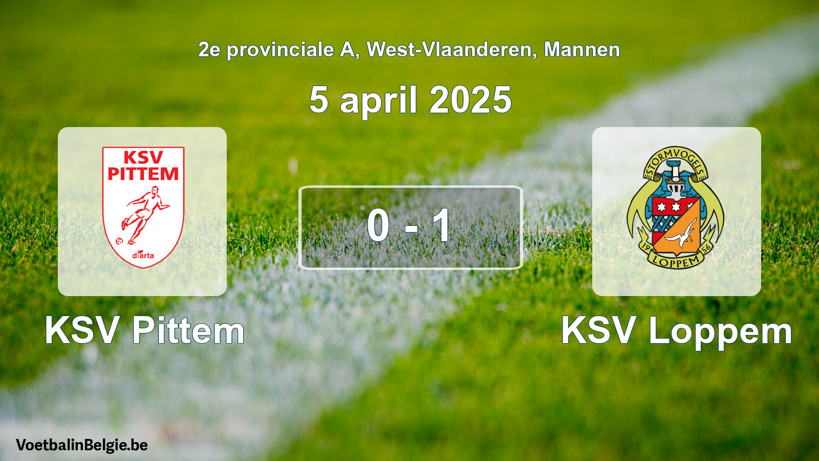 Gespeelde wedstrijd mannenvoetbal: KSV Pittem - KSV Loppem 0 - 1 (5 april 2025)