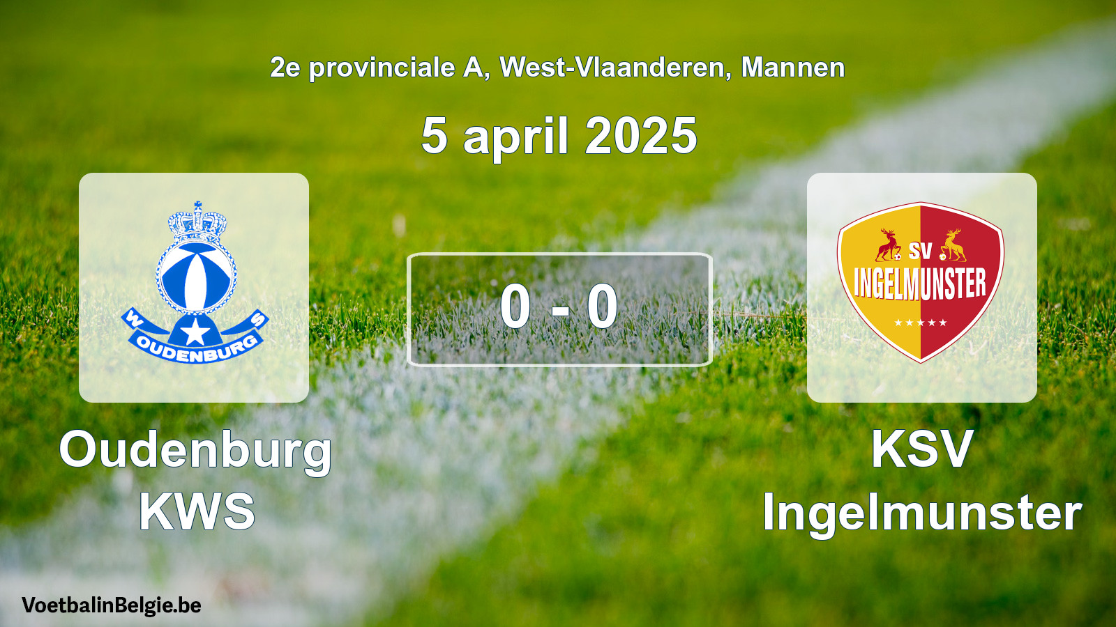 Gespeelde wedstrijd mannenvoetbal: Oudenburg KWS - KSV Ingelmunster 0 - 0 (5 april 2025)