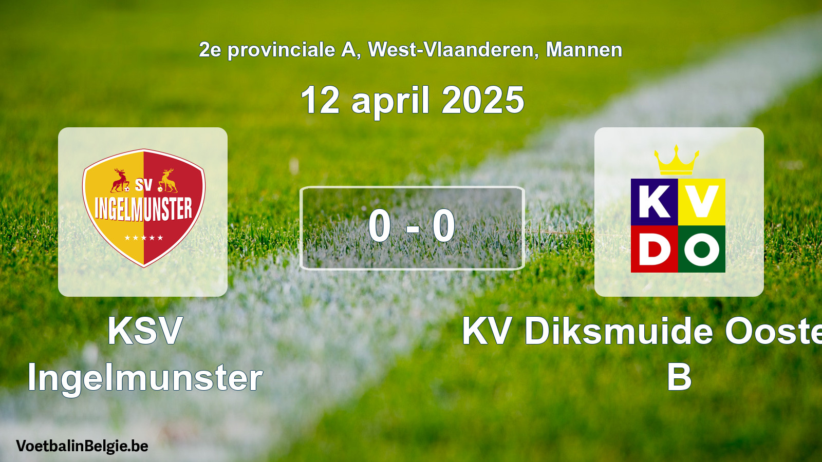 Gespeelde wedstrijd mannenvoetbal: KSV Ingelmunster - KV Diksmuide Oostende B 0 - 0 (12 april 2025)