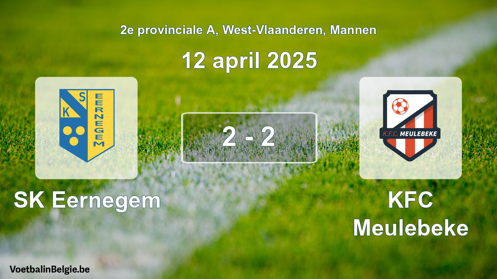 Gespeelde wedstrijd mannenvoetbal: SK Eernegem - KFC Meulebeke 2 - 2 (12 april 2025)