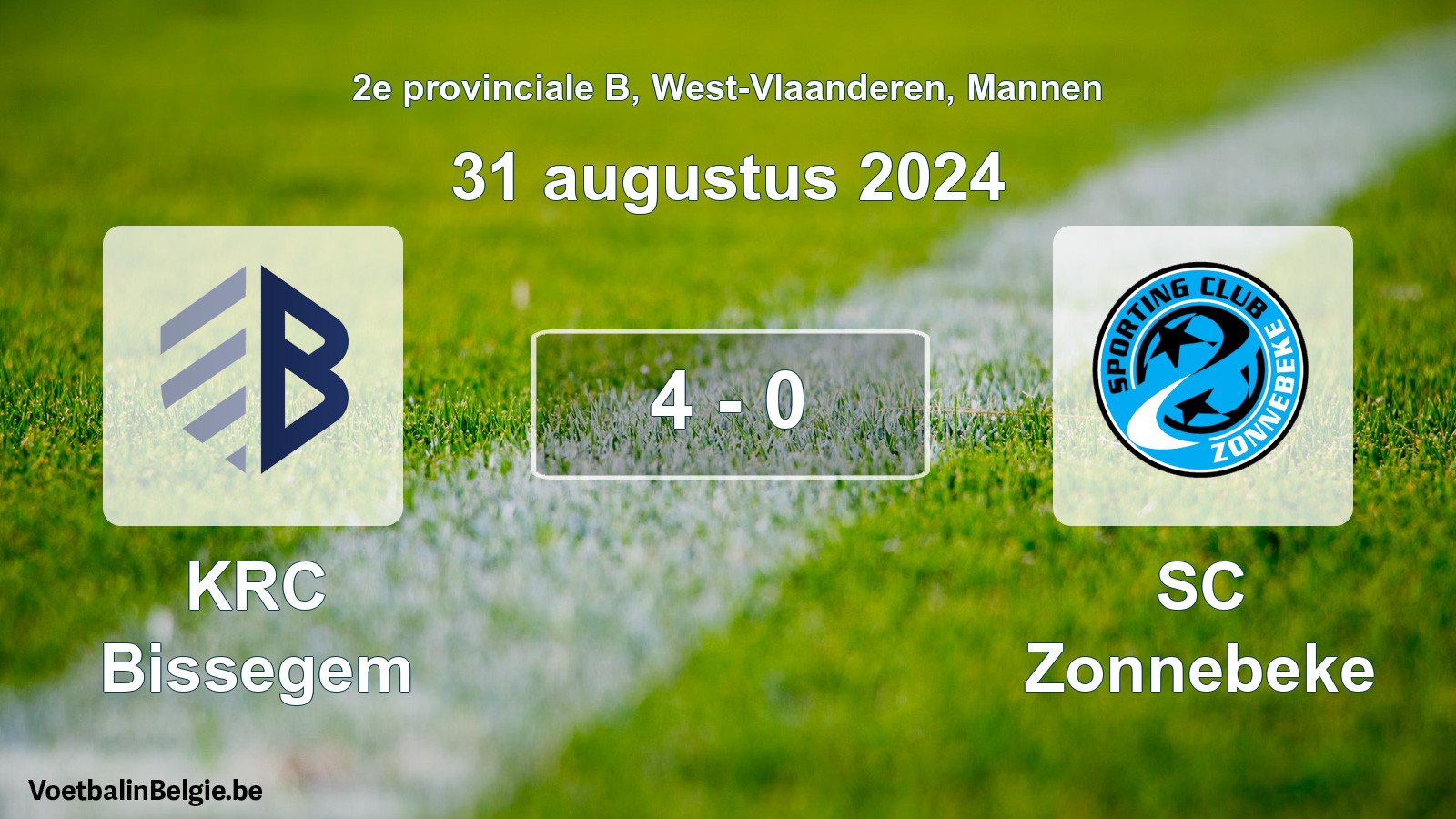 Gespeelde wedstrijd mannenvoetbal: KRC Bissegem - SC Zonnebeke 4 - 0 (31 augustus 2024)
