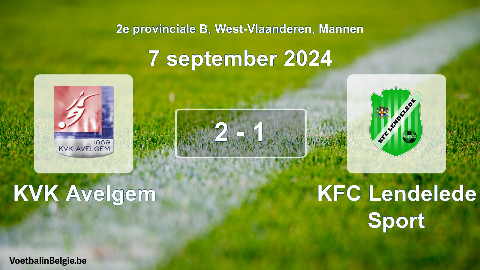Gespeelde wedstrijd mannenvoetbal: KVK Avelgem - KFC Lendelede Sport 2 - 1 (7 september 2024)