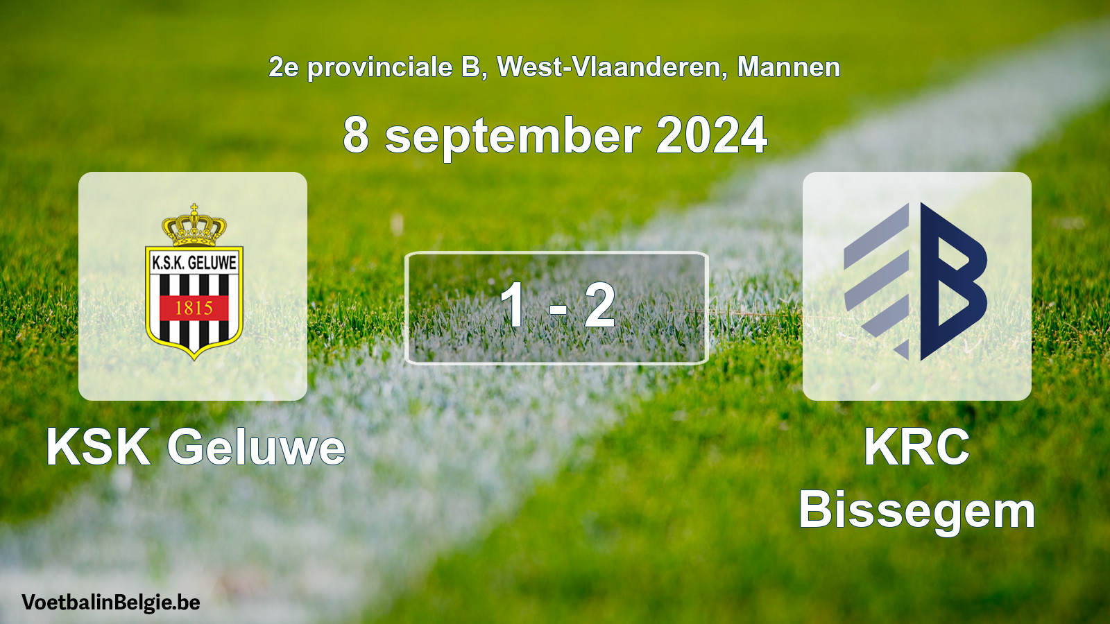 Gespeelde wedstrijd mannenvoetbal: KSK Geluwe - KRC Bissegem 1 - 2 (8 september 2024)