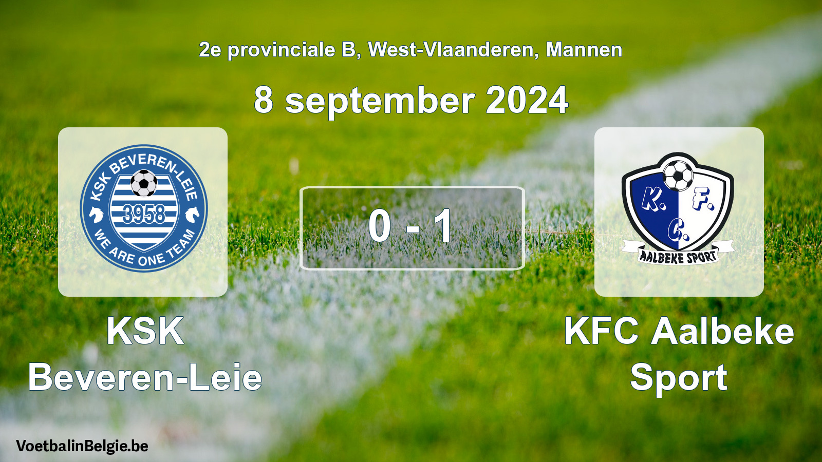 Gespeelde wedstrijd mannenvoetbal: KSK Beveren-Leie - KFC Aalbeke Sport 0 - 1 (8 september 2024)