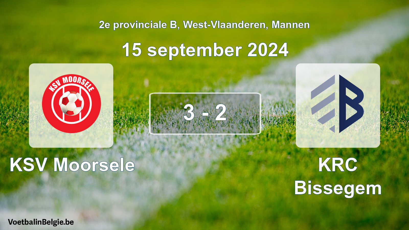 Gespeelde wedstrijd mannenvoetbal: KSV Moorsele - KRC Bissegem 3 - 2 (15 september 2024)