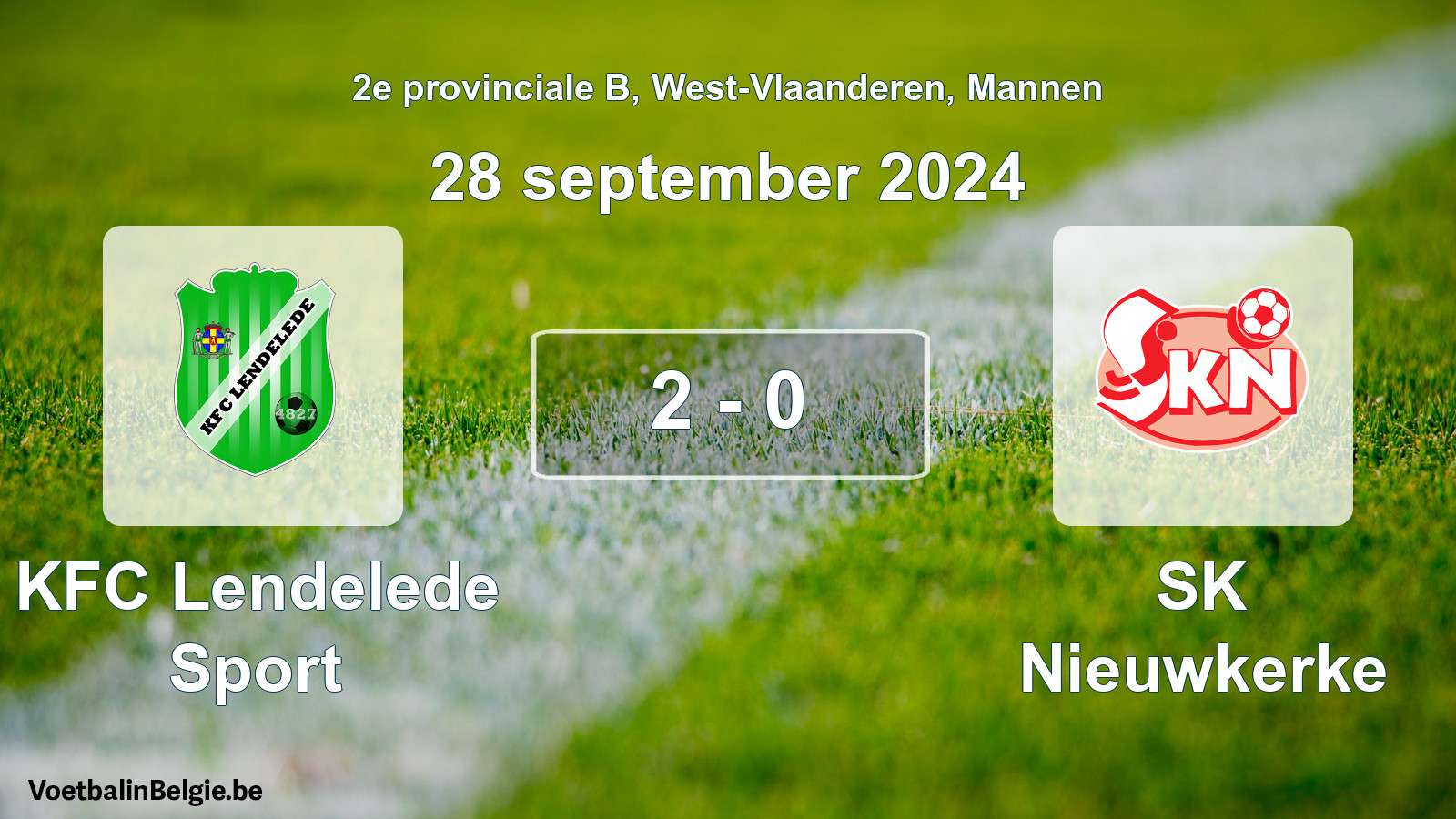 Gespeelde wedstrijd mannenvoetbal: KFC Lendelede Sport - SK Nieuwkerke 2 - 0 (28 september 2024)