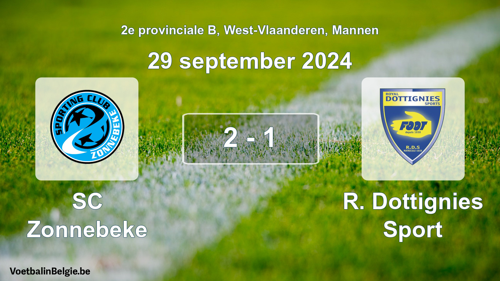 Gespeelde wedstrijd mannenvoetbal: SC Zonnebeke - R. Dottignies Sport 2 - 1 (29 september 2024)