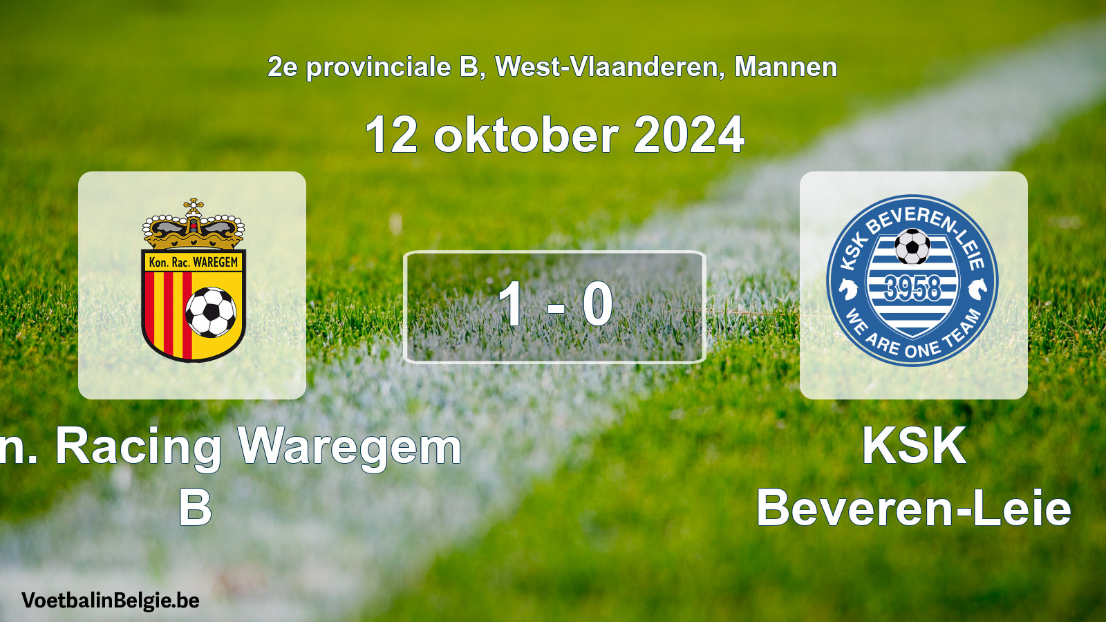 Gespeelde wedstrijd mannenvoetbal: Kon. Racing Waregem B - KSK Beveren-Leie 1 - 0 (12 oktober 2024)