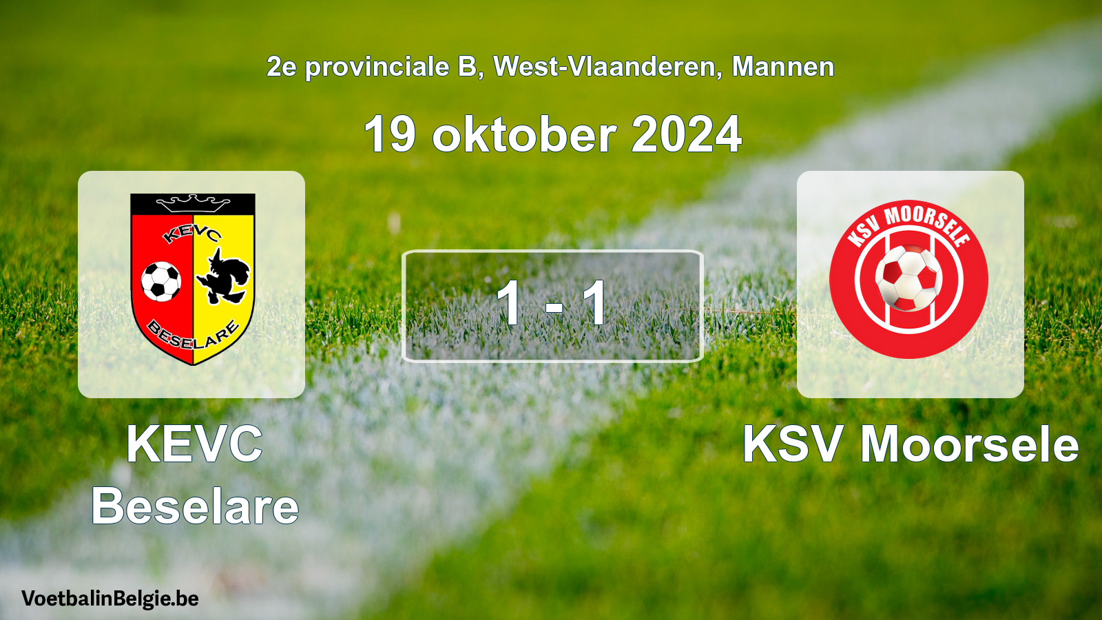Gespeelde wedstrijd mannenvoetbal: KEVC Beselare - KSV Moorsele 1 - 1 (19 oktober 2024)