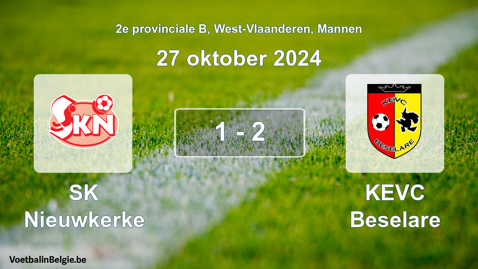 Gespeelde wedstrijd mannenvoetbal: SK Nieuwkerke - KEVC Beselare 1 - 2 (27 oktober 2024)