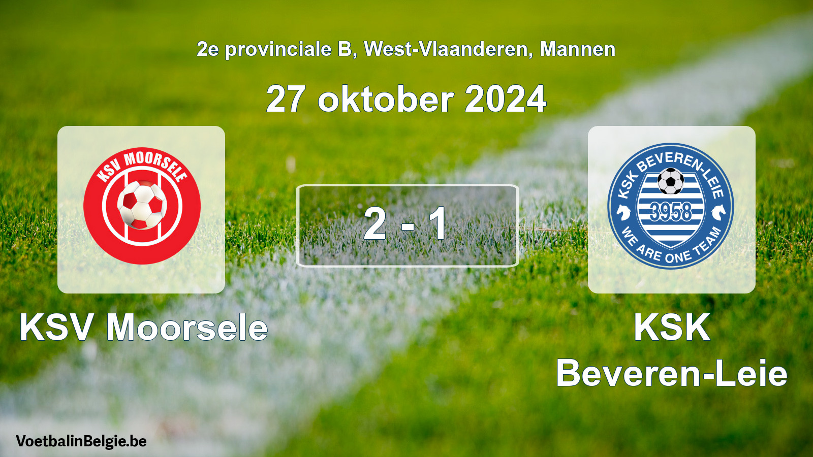 Gespeelde wedstrijd mannenvoetbal: KSV Moorsele - KSK Beveren-Leie 2 - 1 (27 oktober 2024)