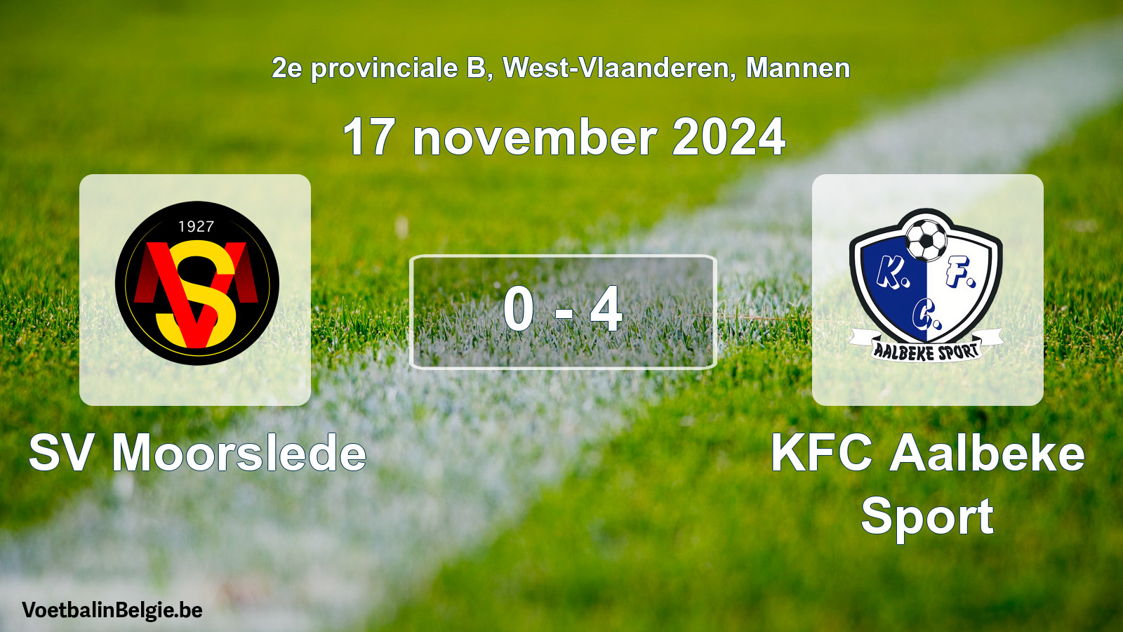 Gespeelde wedstrijd mannenvoetbal: SV Moorslede - KFC Aalbeke Sport 0 - 4 (17 november 2024)