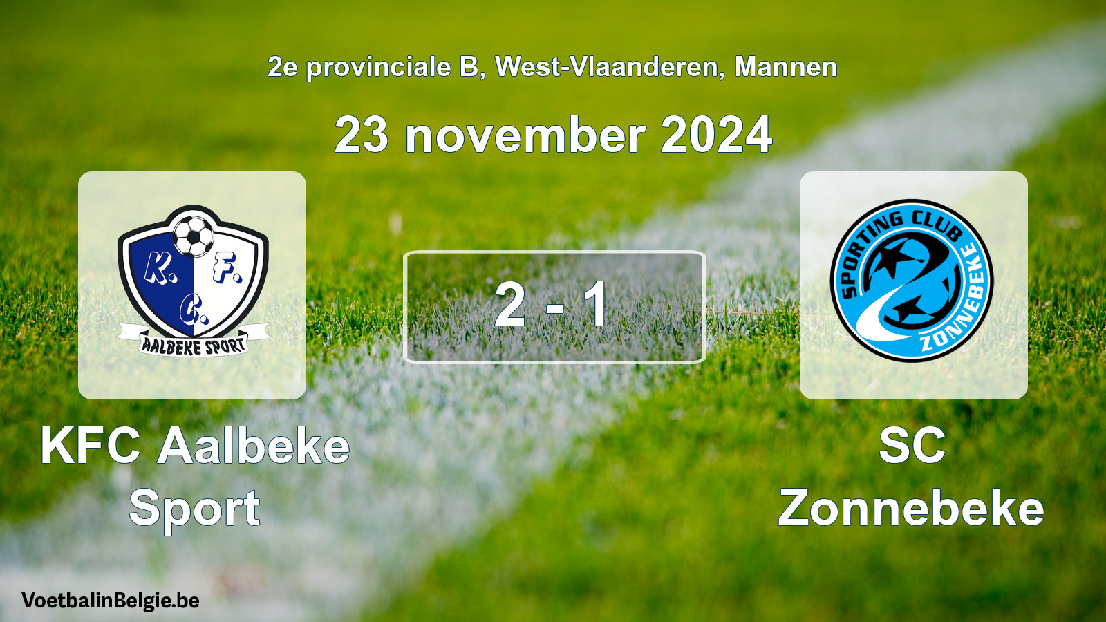 Gespeelde wedstrijd mannenvoetbal: KFC Aalbeke Sport - SC Zonnebeke 2 - 1 (23 november 2024)