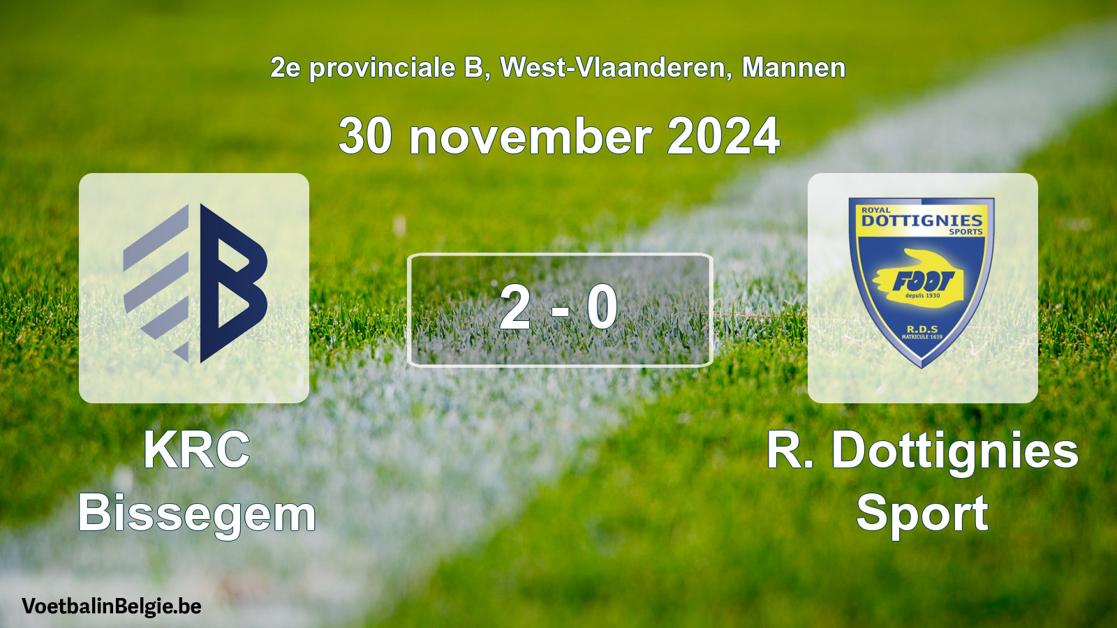Gespeelde wedstrijd mannenvoetbal: KRC Bissegem - R. Dottignies Sport 2 - 0 (30 november 2024)