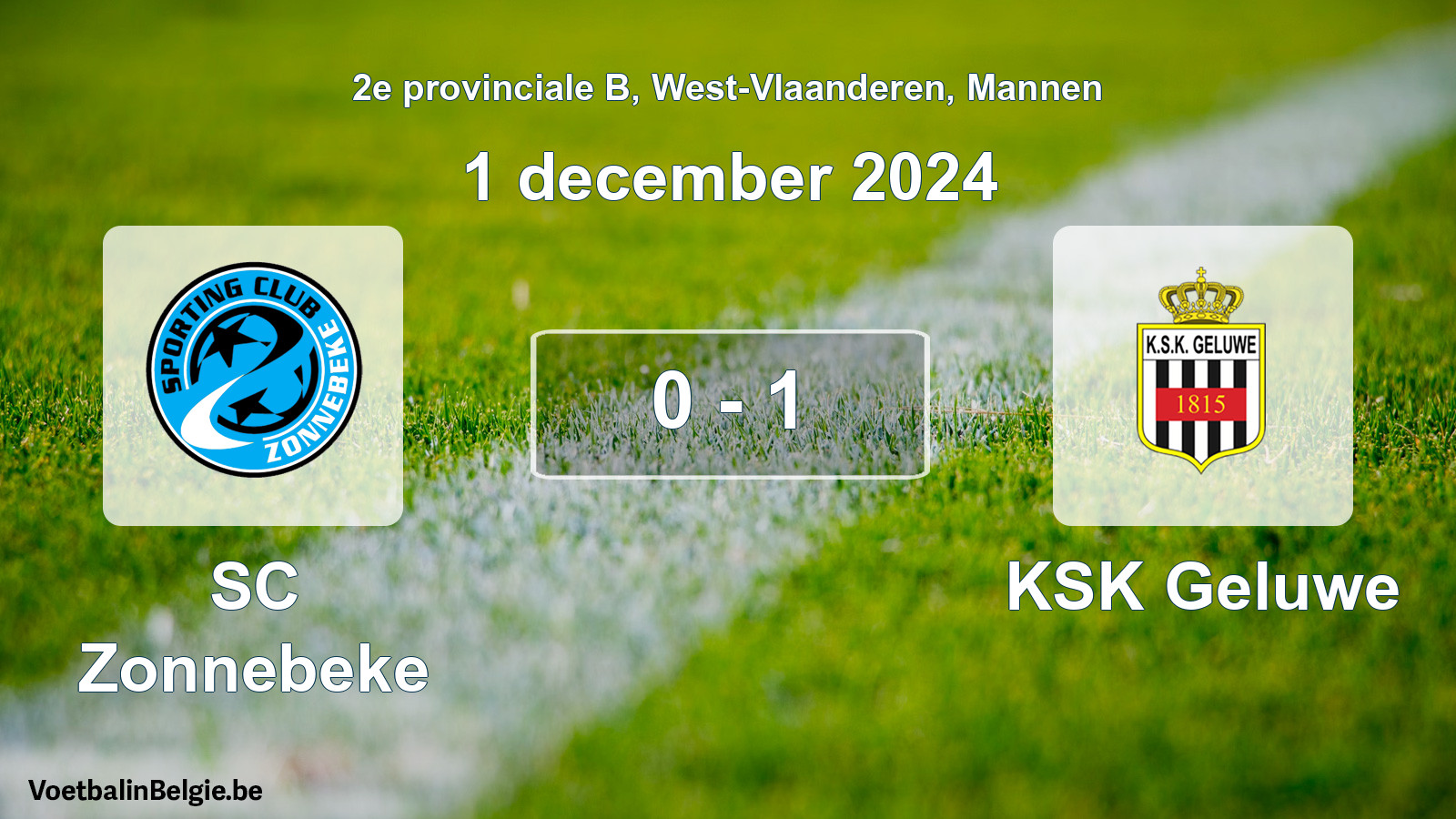 Gespeelde wedstrijd mannenvoetbal: SC Zonnebeke - KSK Geluwe 0 - 1 (1 december 2024)