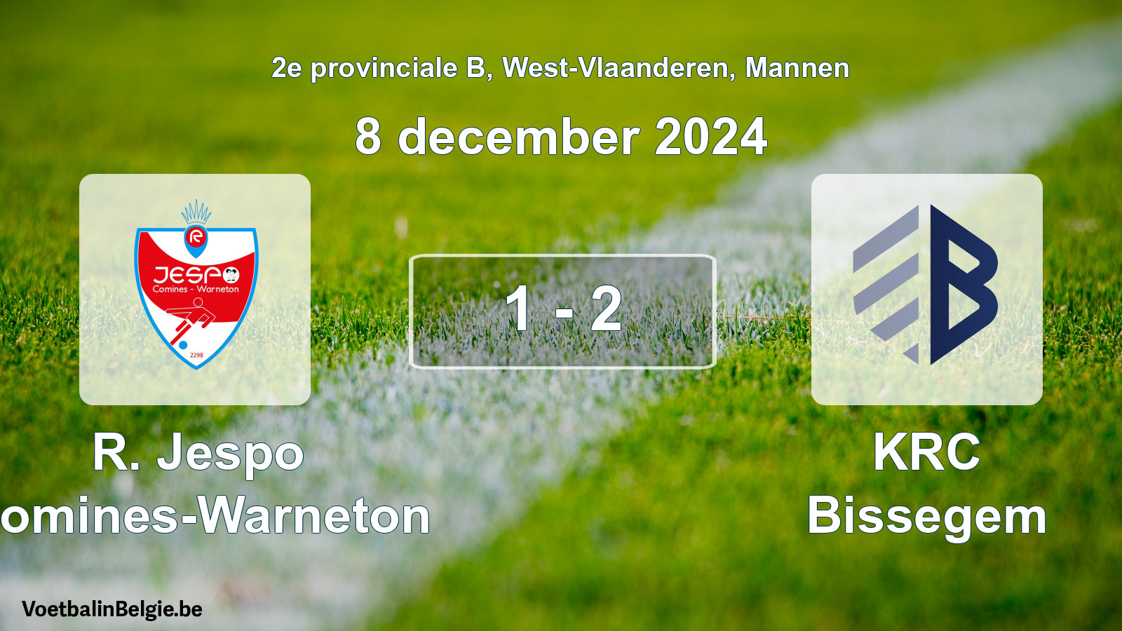 Gespeelde wedstrijd mannenvoetbal: R. Jespo Comines-Warneton - KRC Bissegem 1 - 2 (8 december 2024)