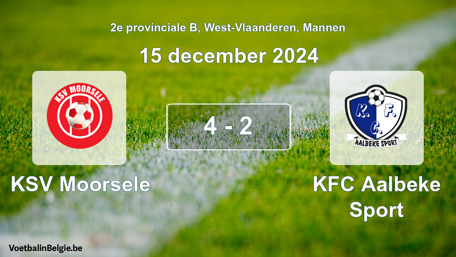 Gespeelde wedstrijd mannenvoetbal: KSV Moorsele - KFC Aalbeke Sport 4 - 2 (15 december 2024)