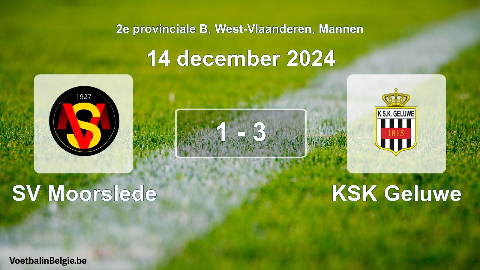 Gespeelde wedstrijd mannenvoetbal: SV Moorslede - KSK Geluwe 1 - 3 (14 december 2024)