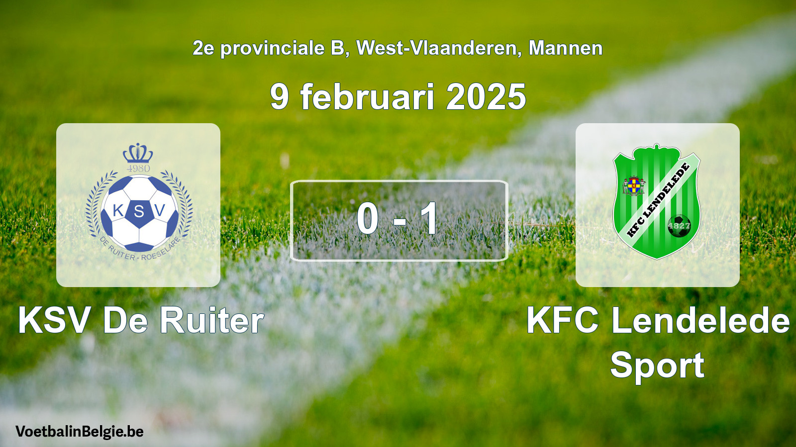 Gespeelde wedstrijd mannenvoetbal: KSV De Ruiter - KFC Lendelede Sport 0 - 1 (9 februari 2025)