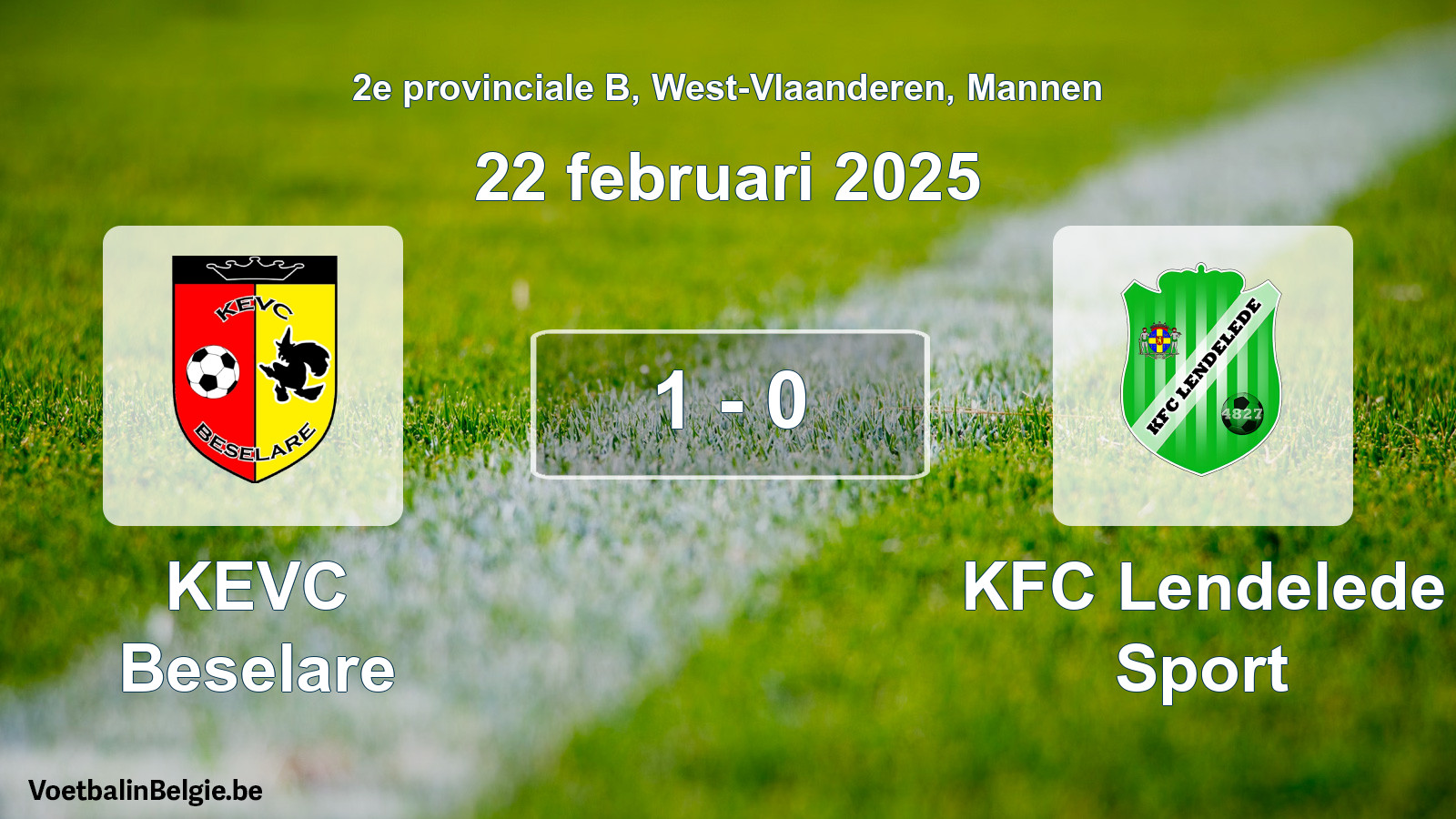 Gespeelde wedstrijd mannenvoetbal: KEVC Beselare - KFC Lendelede Sport 1 - 0 (22 februari 2025)