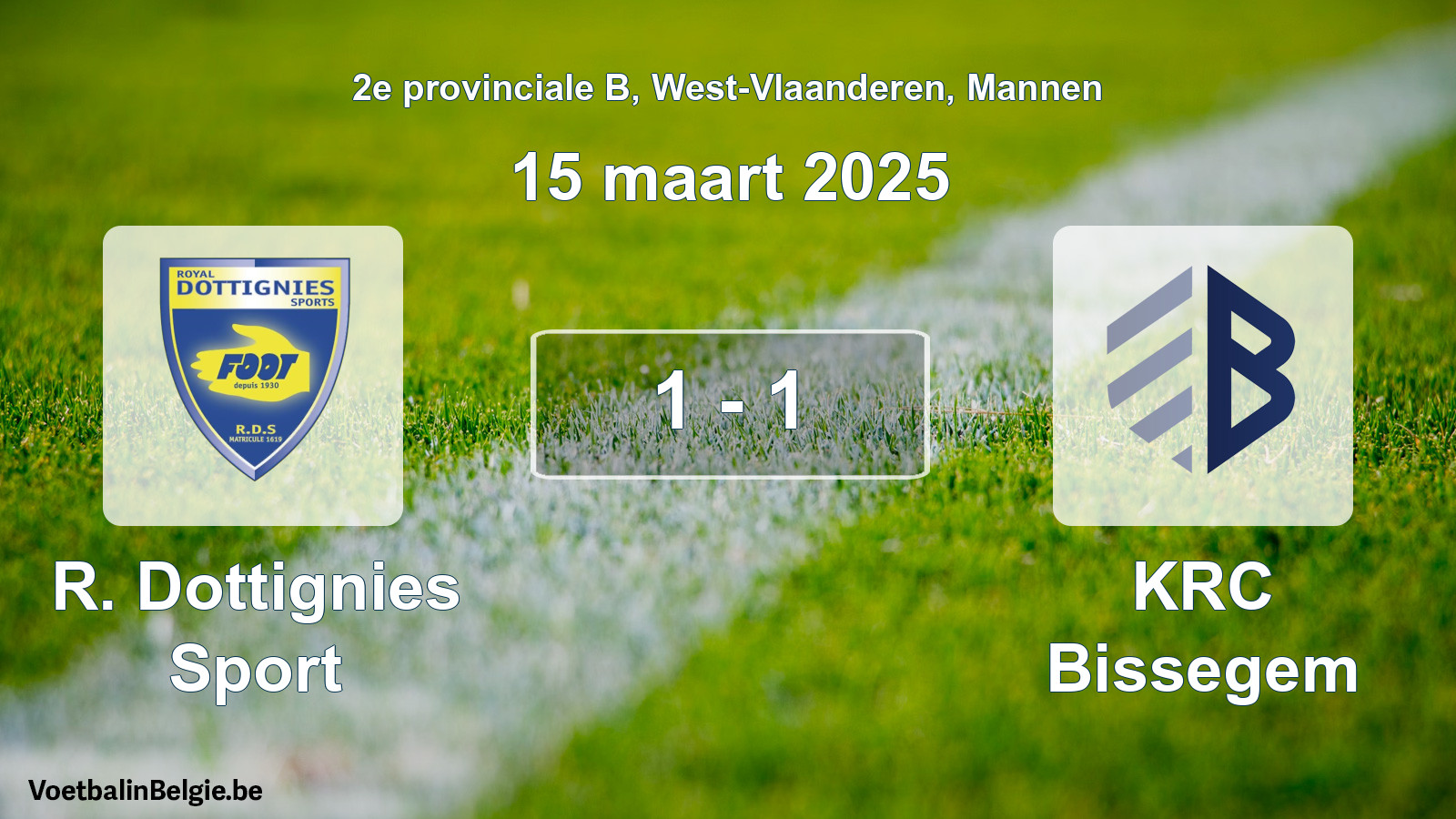 Gespeelde wedstrijd mannenvoetbal: R. Dottignies Sport - KRC Bissegem 1 - 1 (15 maart 2025)