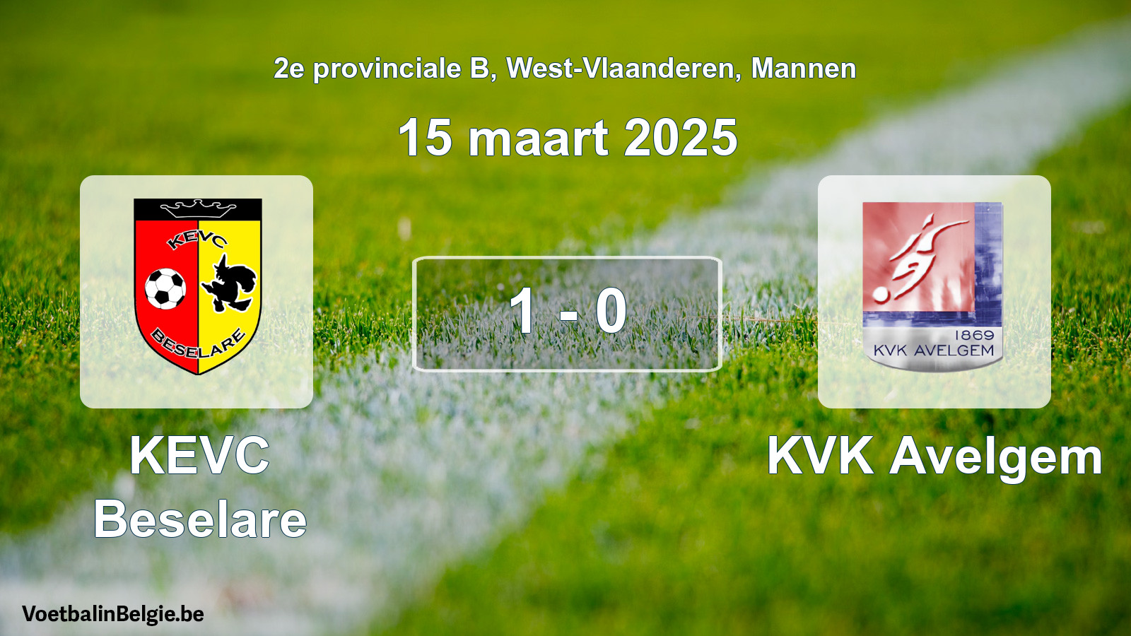 Gespeelde wedstrijd mannenvoetbal: KEVC Beselare - KVK Avelgem 1 - 0 (15 maart 2025)