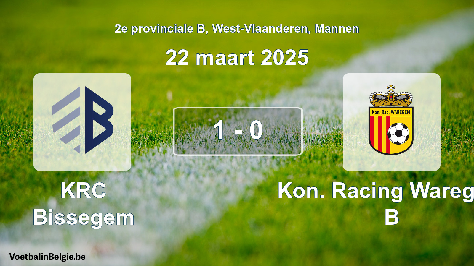Gespeelde wedstrijd mannenvoetbal: KRC Bissegem - Kon. Racing Waregem B 1 - 0 (22 maart 2025)