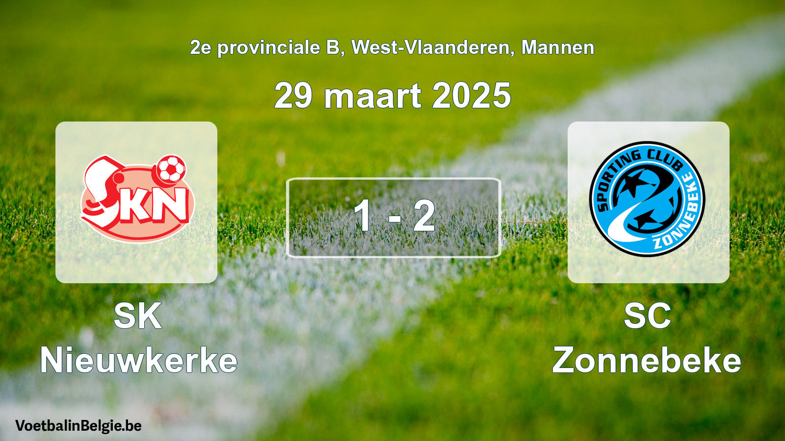Gespeelde wedstrijd mannenvoetbal: SK Nieuwkerke - SC Zonnebeke 1 - 2 (29 maart 2025)