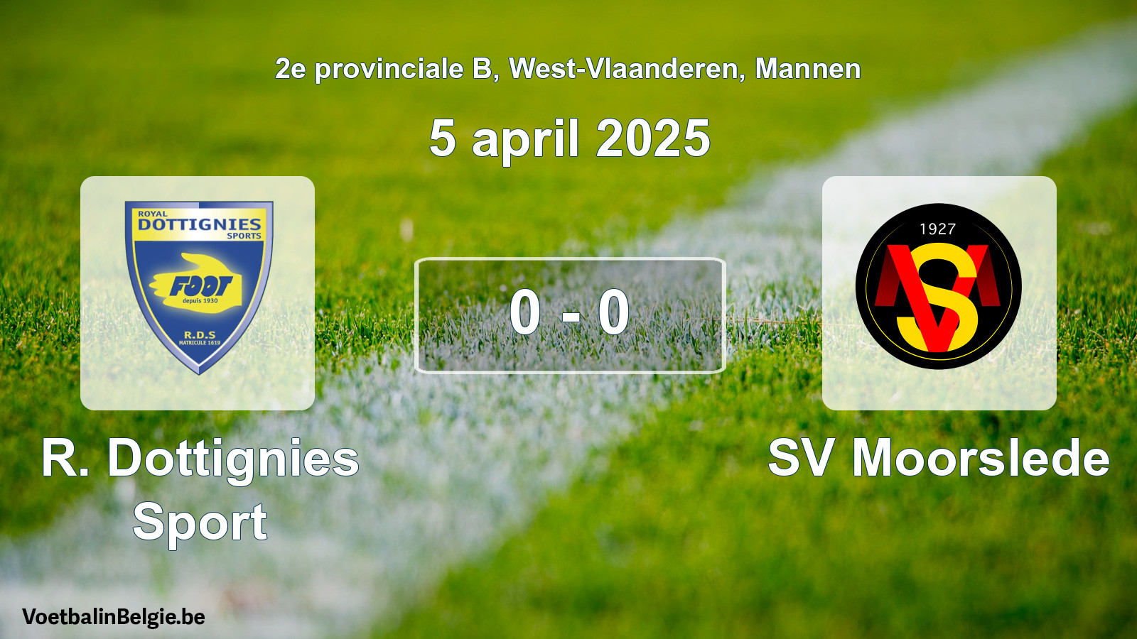 Gespeelde wedstrijd mannenvoetbal: R. Dottignies Sport - SV Moorslede 0 - 0 (5 april 2025)