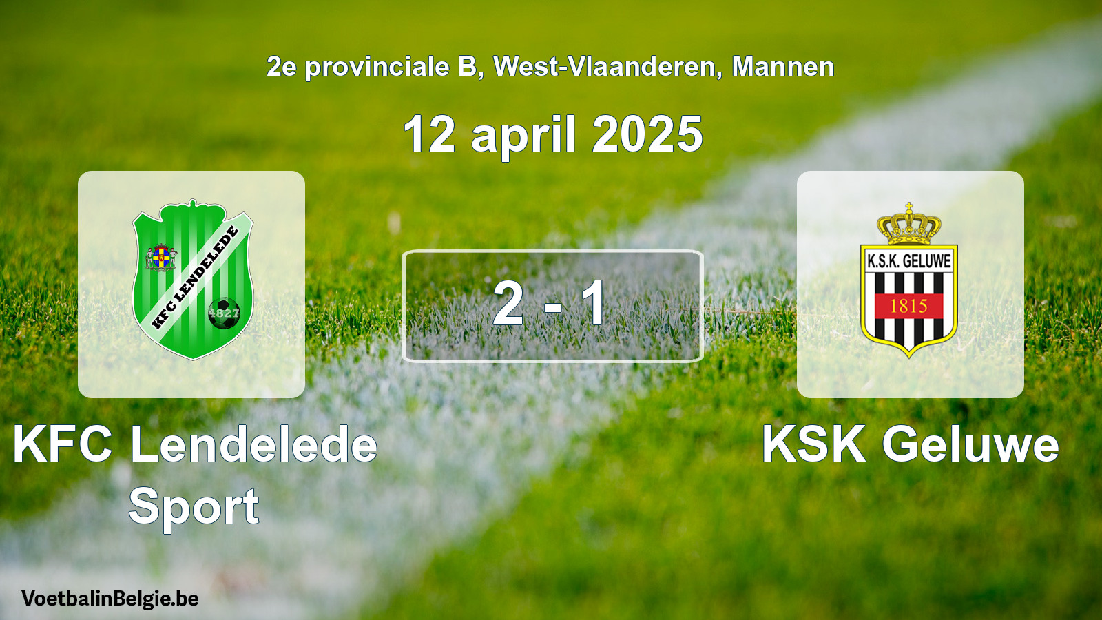 Gespeelde wedstrijd mannenvoetbal: KFC Lendelede Sport - KSK Geluwe 2 - 1 (12 april 2025)
