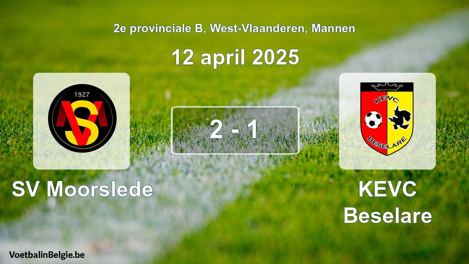 Gespeelde wedstrijd mannenvoetbal: SV Moorslede - KEVC Beselare 2 - 1 (12 april 2025)