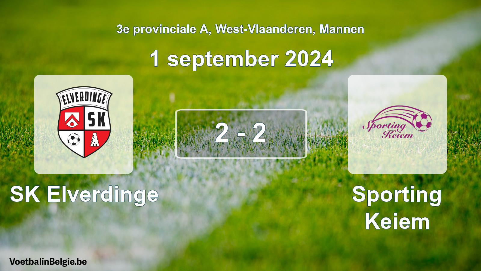 Gespeelde wedstrijd mannenvoetbal: SK Elverdinge - Sporting Keiem 2 - 2 (1 september 2024)